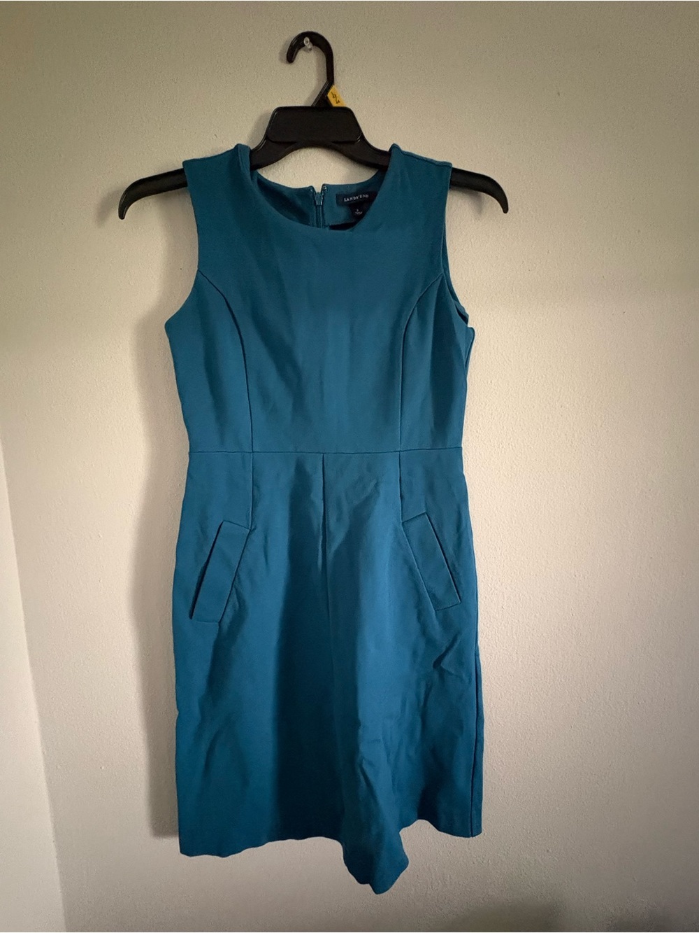 Lands' End Teal Sleeveless Sheath Midi Dress